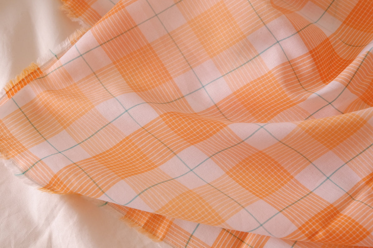 Apricot Mint Yarn-Dyed Cotton Check – 3.3 yd