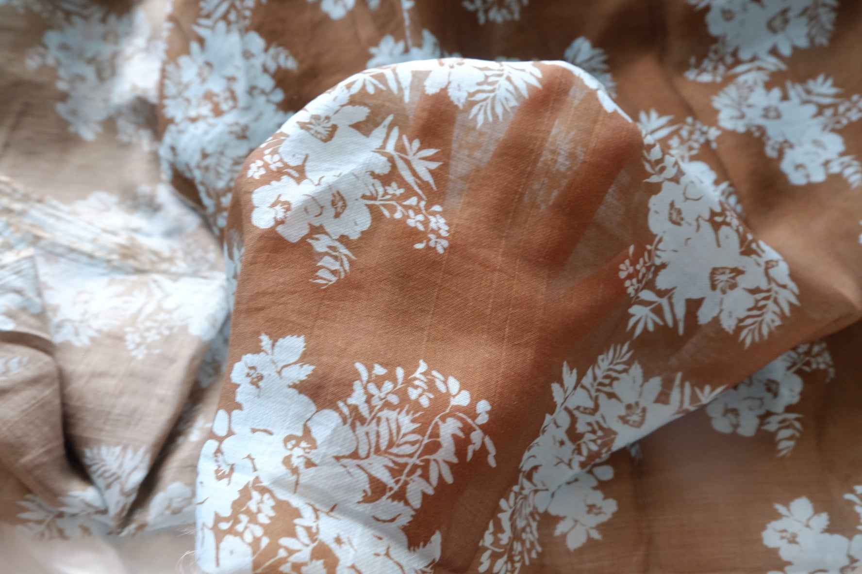 Brown Botanical Tencel Linen Blend Fabric - 2.96 yd