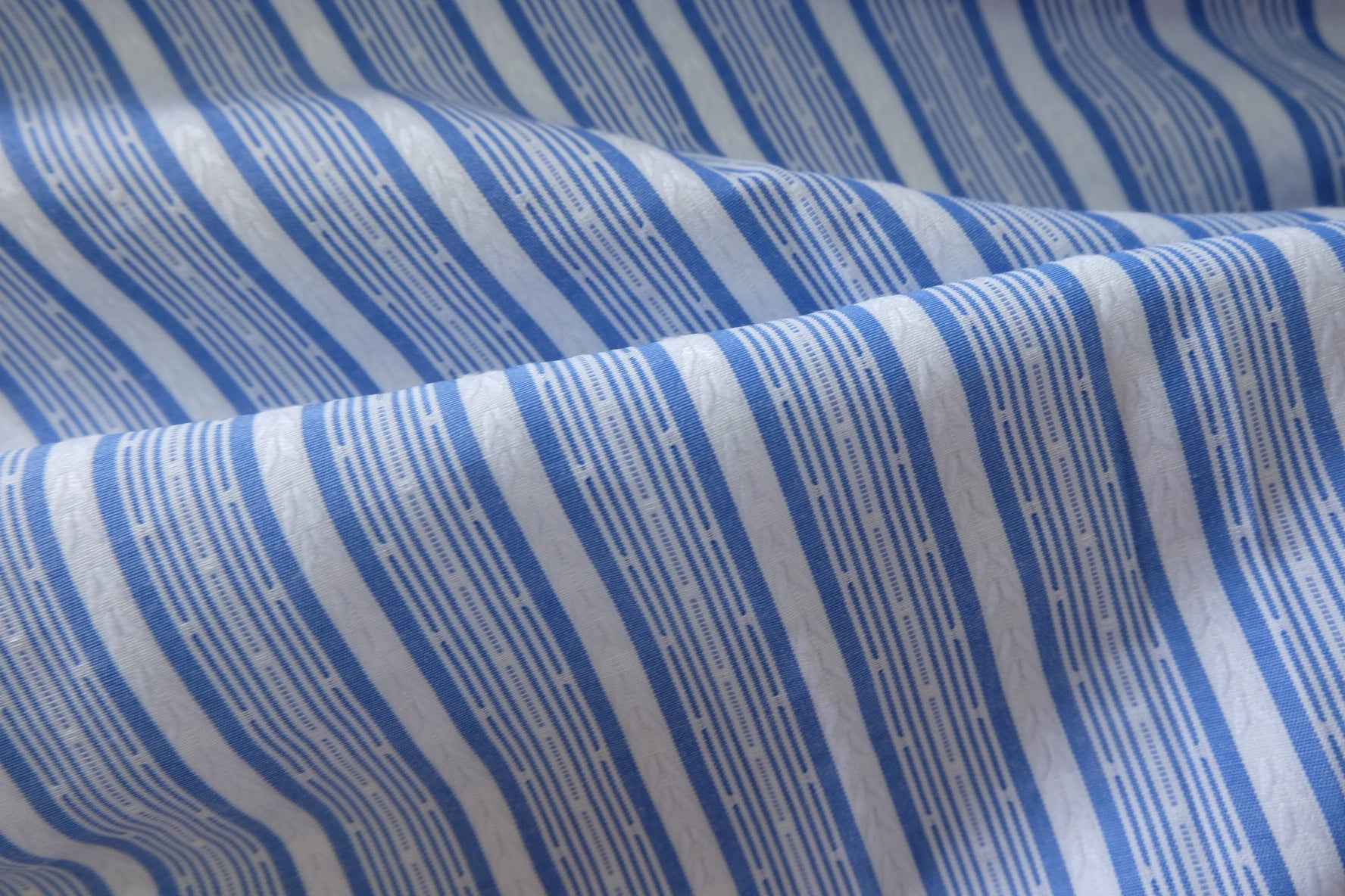 Blue Striped Jacquard Poly Cotton Fabric – 2.2 yd