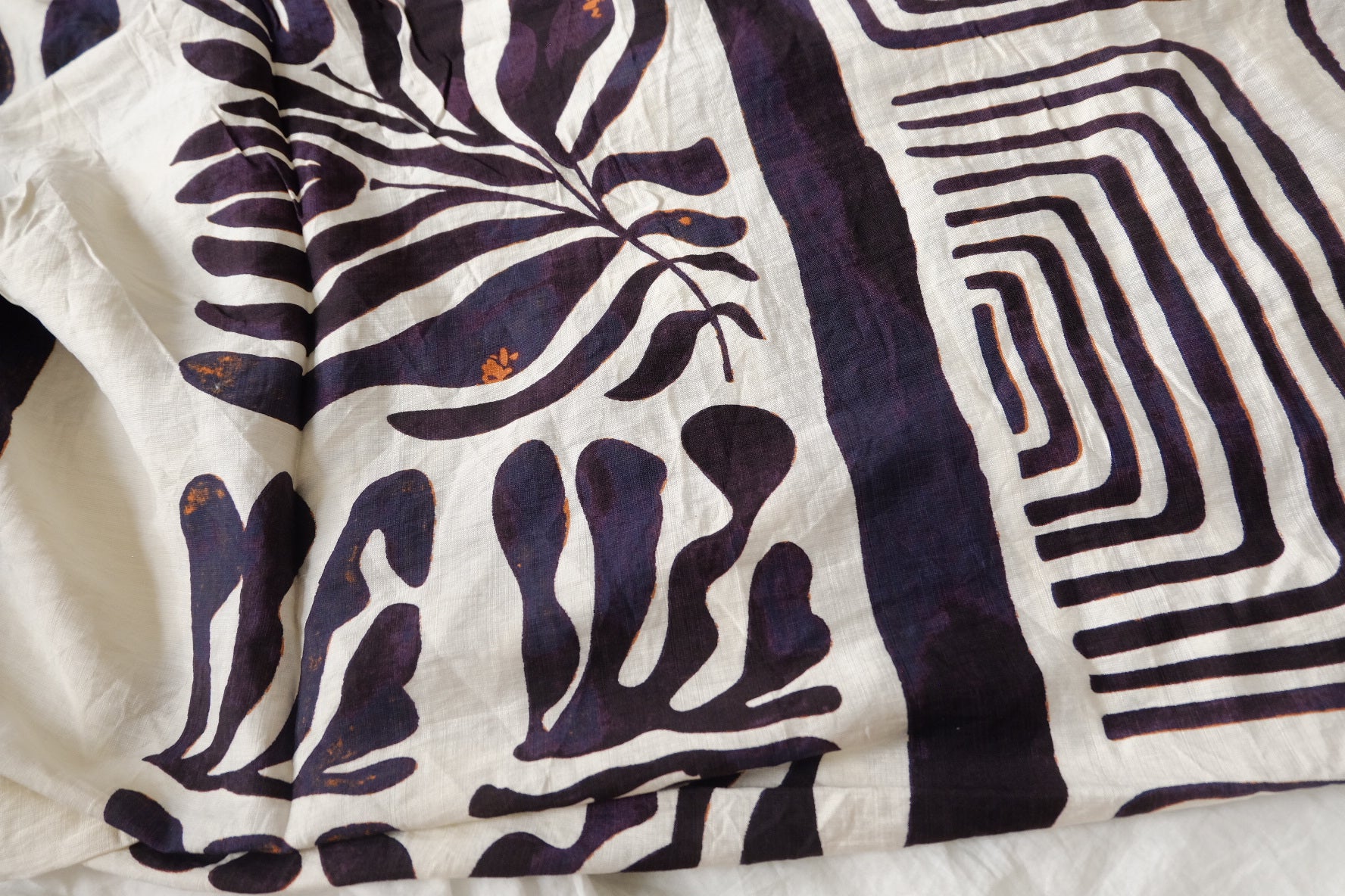 Abstract Botanical Tencel Cotton Fabric, 2.30 Yards