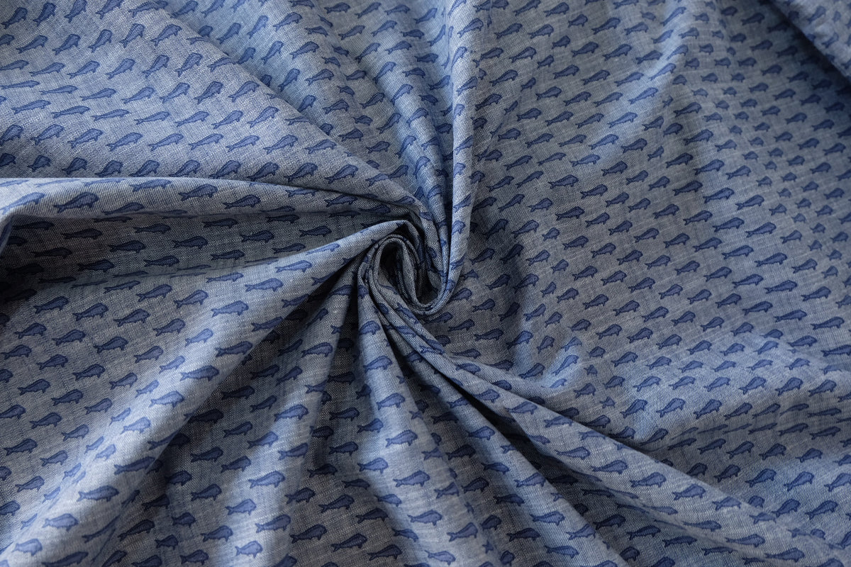Little Blue Birds Lightweight Cotton Denim – 2.19 yd