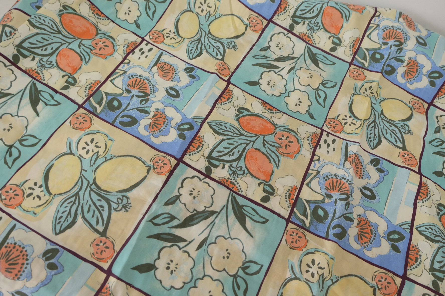 Mediterranean Lemon Patchwork Cotton Poplin Fabric – 3.3 yd