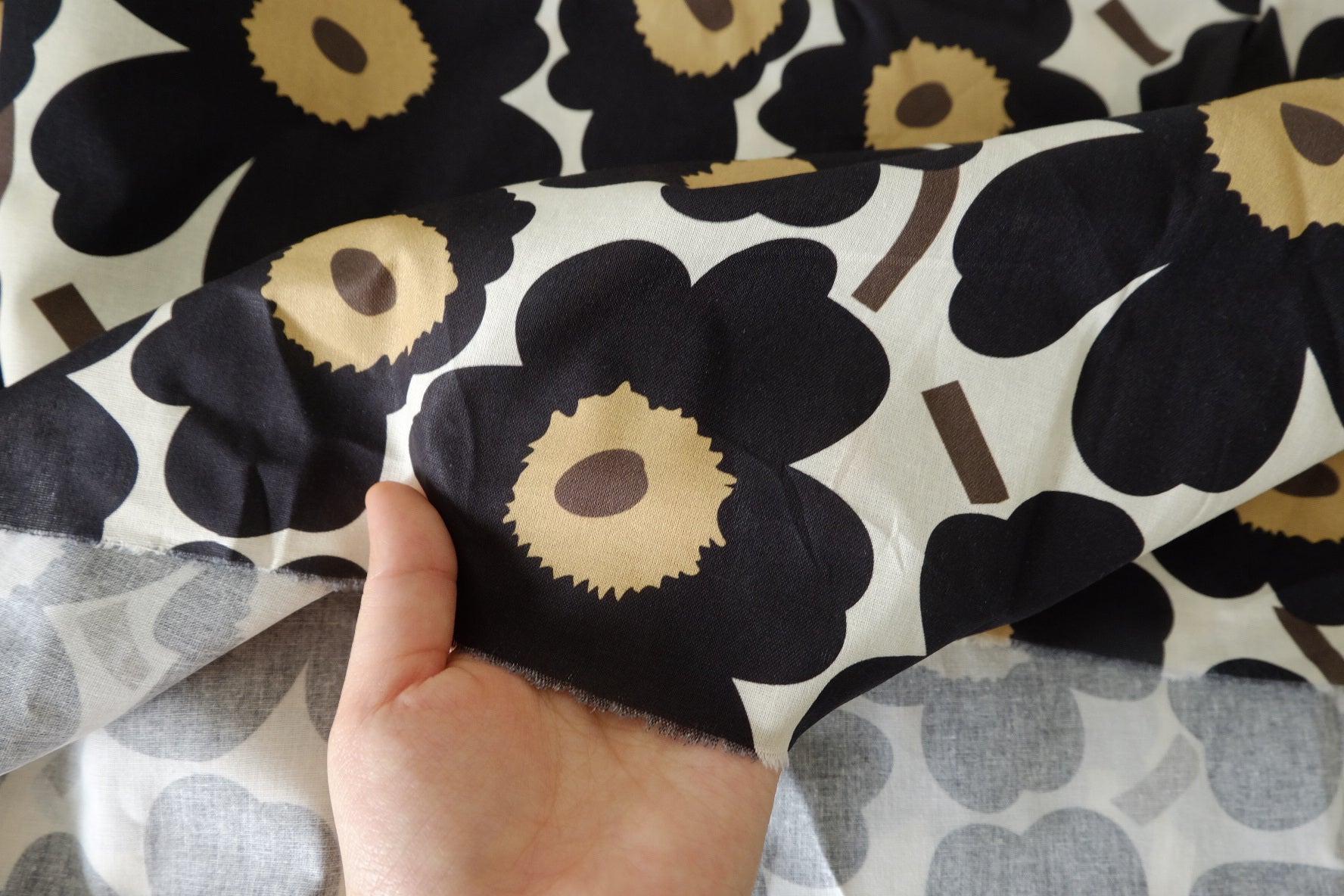 Retro Black Floral Cotton Fabric - 1.6 yd