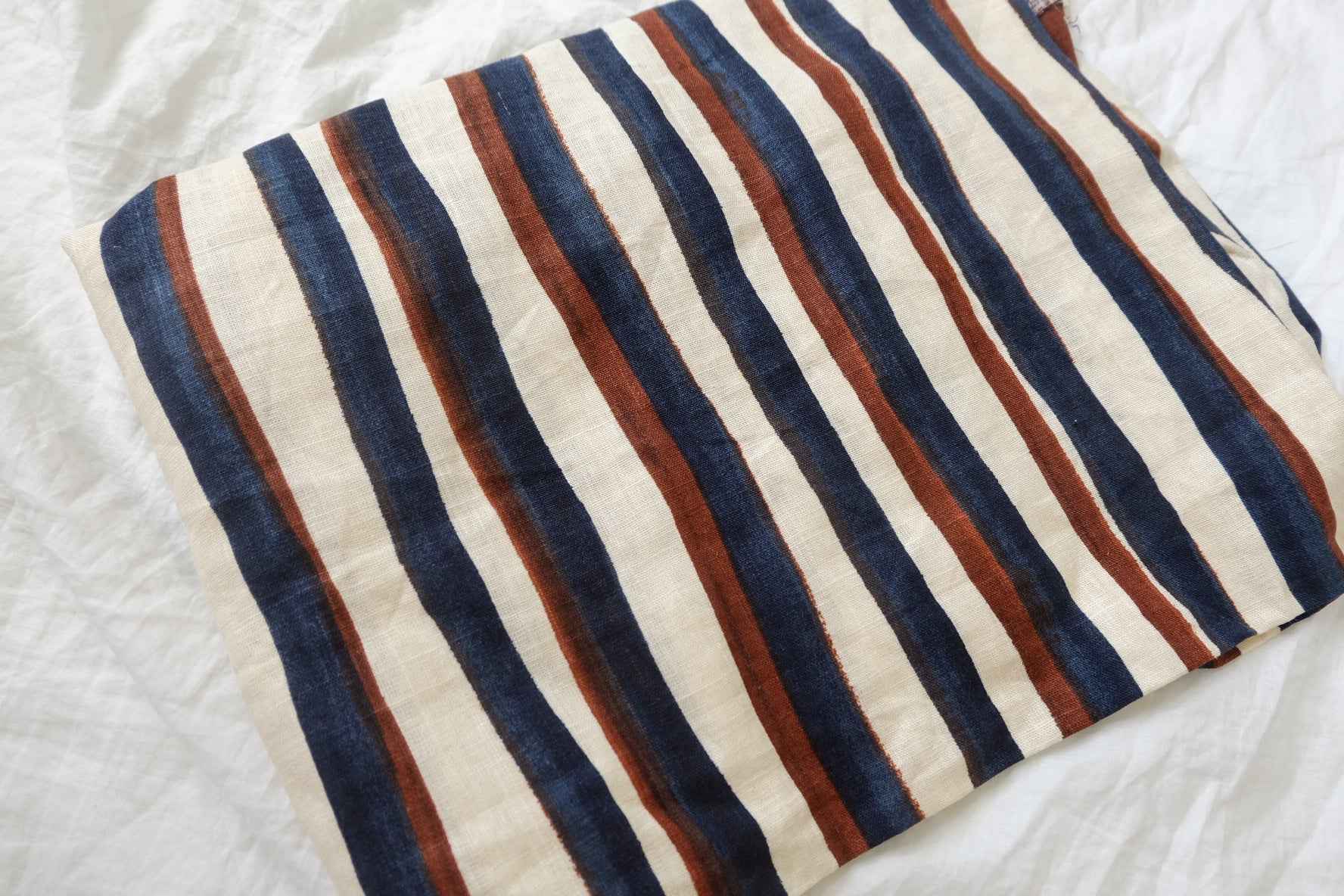 Painterly Stripe Linen Cotton Blend Fabric — 1.53 yd