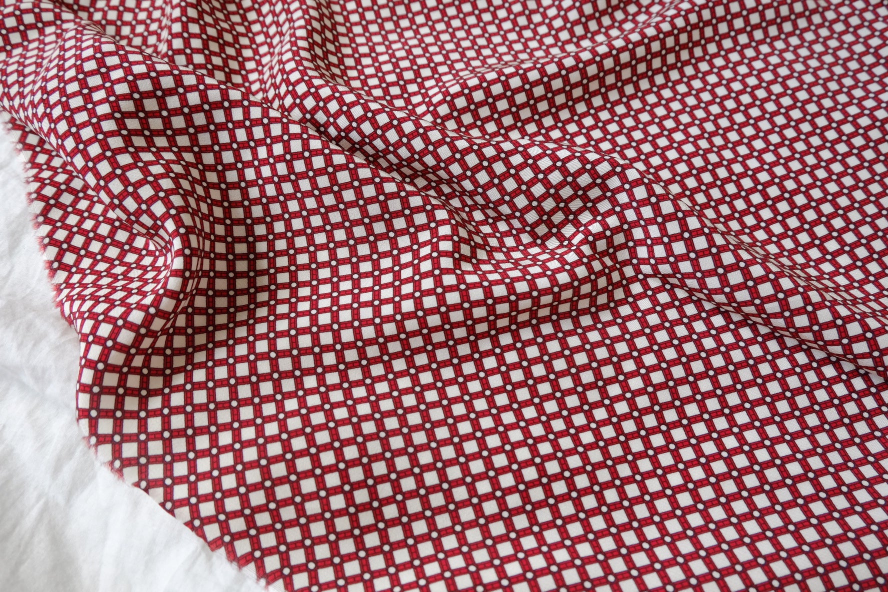 Gant Deadstock Silky Rayon Check Fabric - 2.19 yd