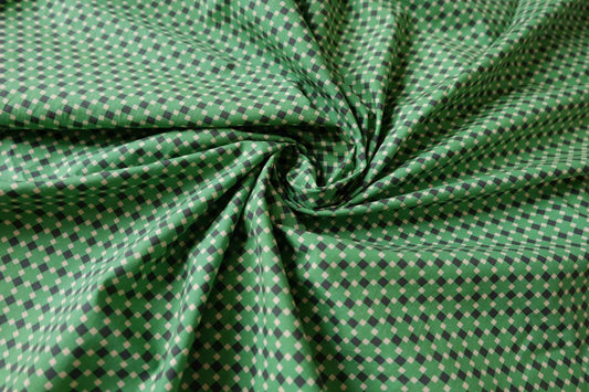 Korean Green Gingham Cotton Poplin Fabric - 2.19 yd