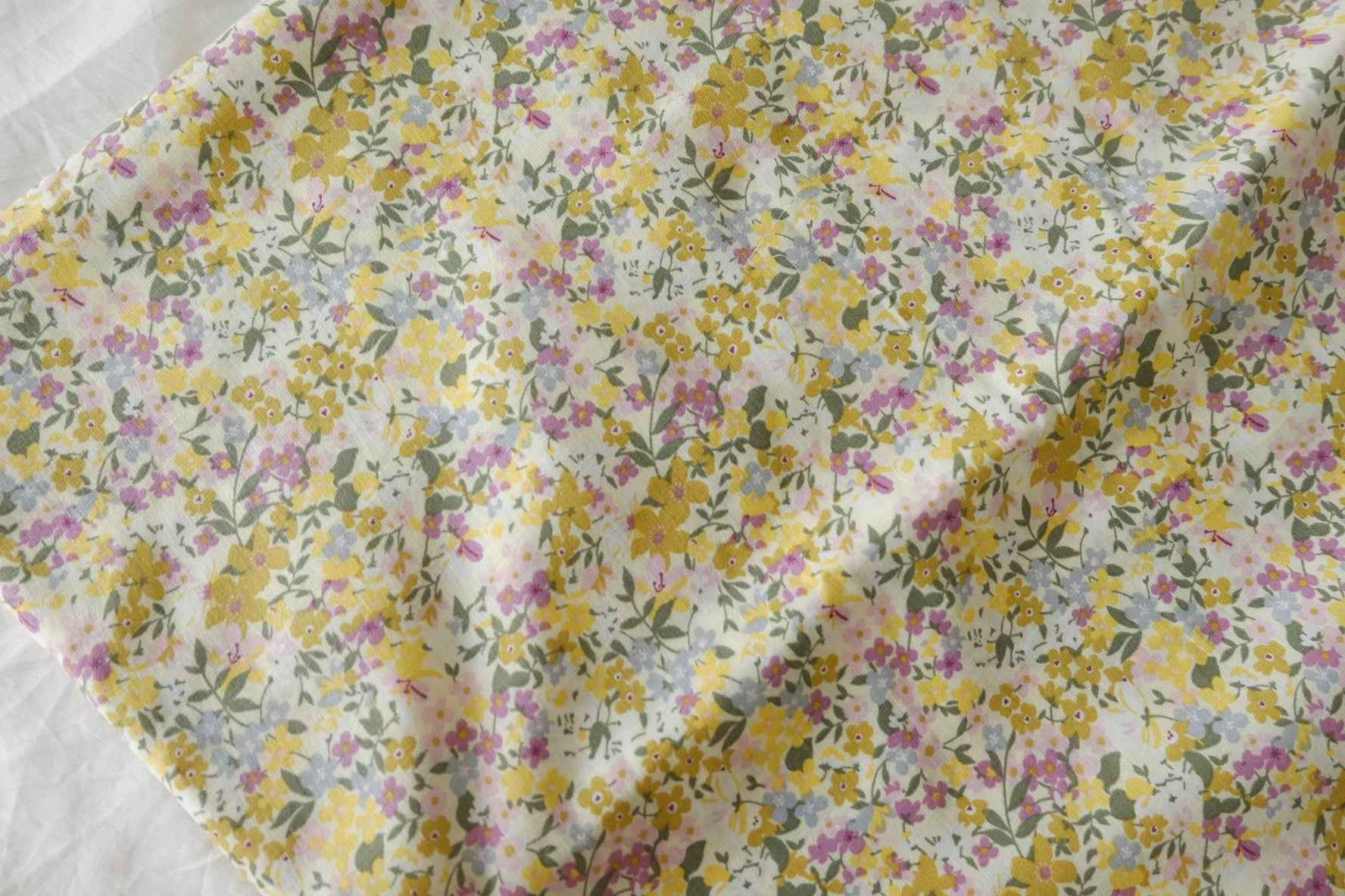 Yellow Lilac Floral 40s Cotton Poplin Fabric – 2.8 Yards