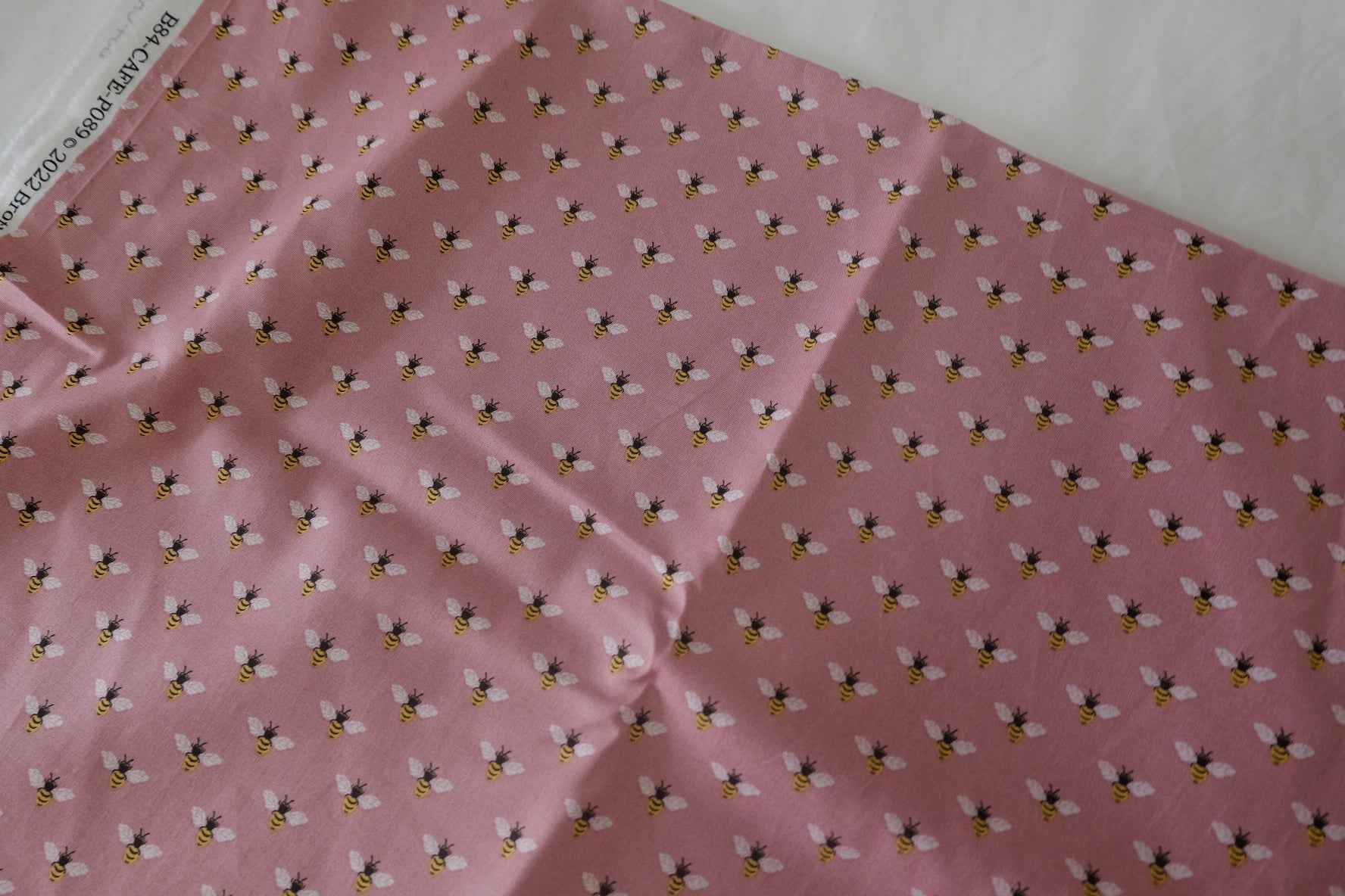 Little Bees Pink Cotton Fabric – 1.6 yd