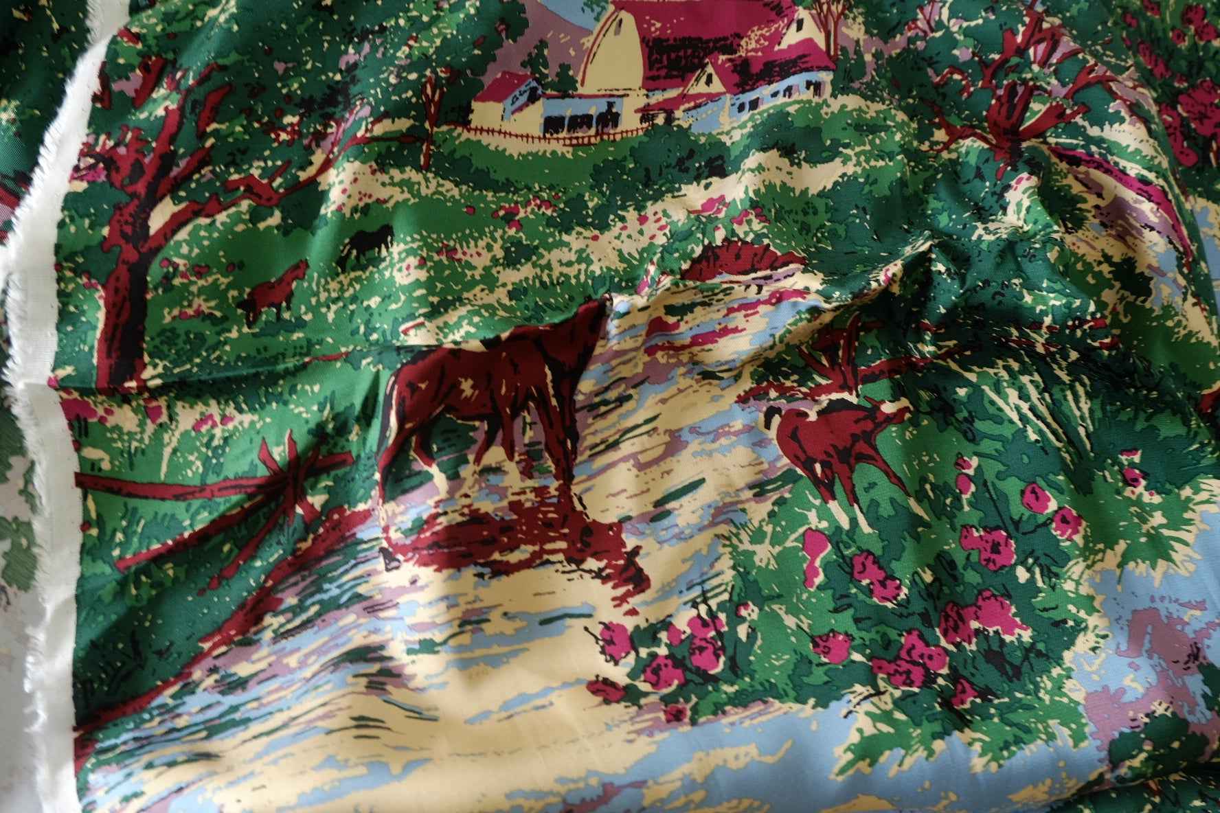 Pastoral Scenic Cupro Twill Fabric – 3.3 yd