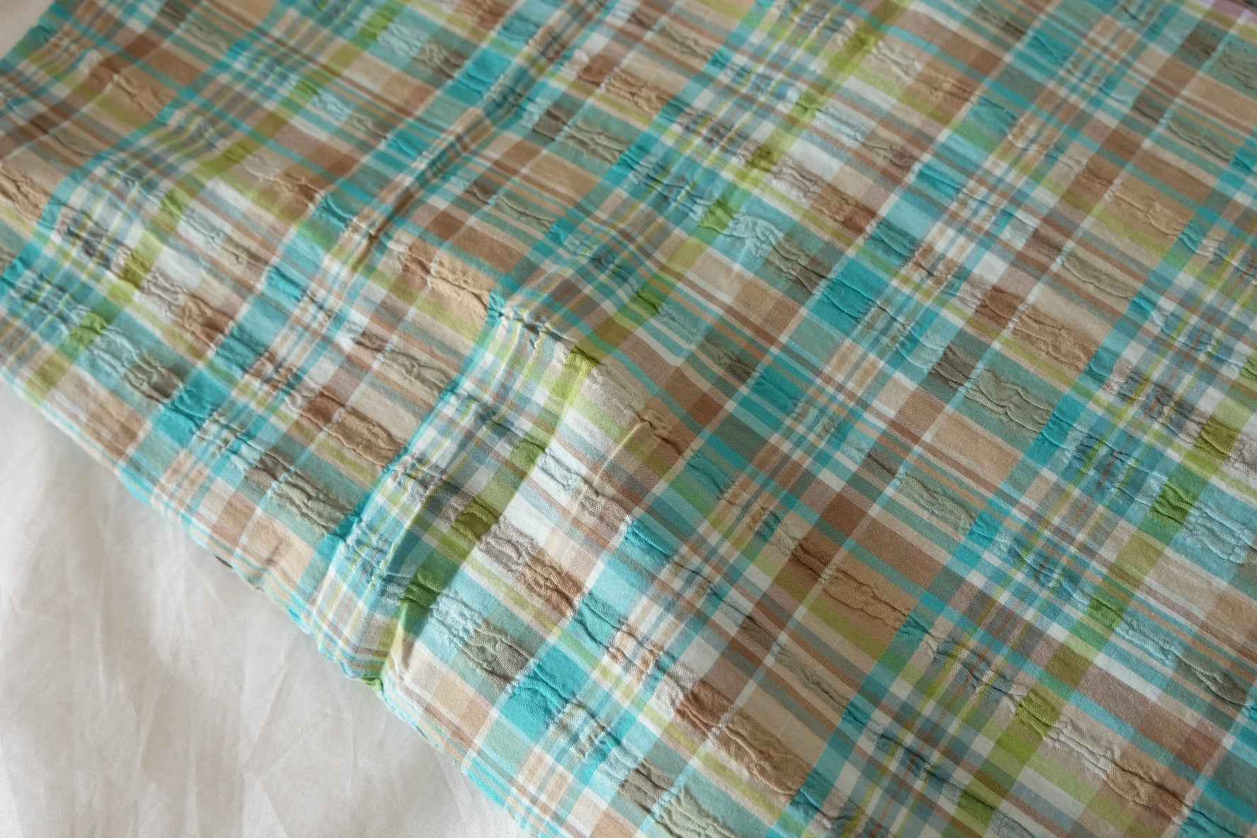 Textured Woven Plaid Cotton Fabric – 1.6 yd