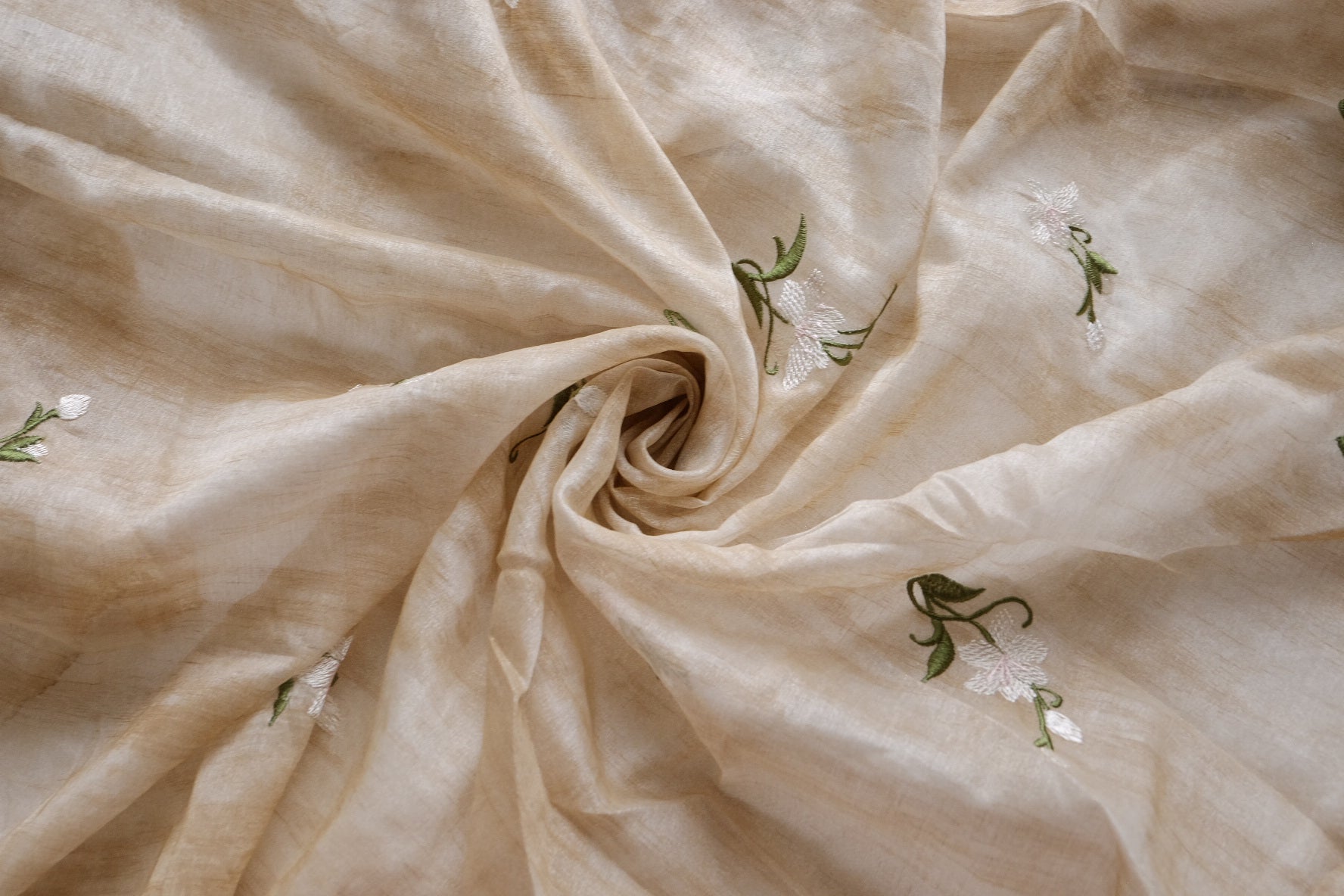 Champagne Floral Embroidered Tencel Blend – 2.2 yd