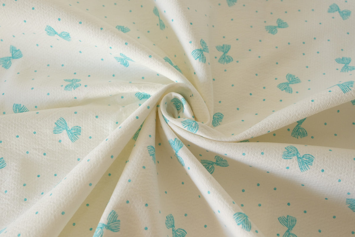 Mint Bows Textured Double-Faced Cotton – 2.19 yd