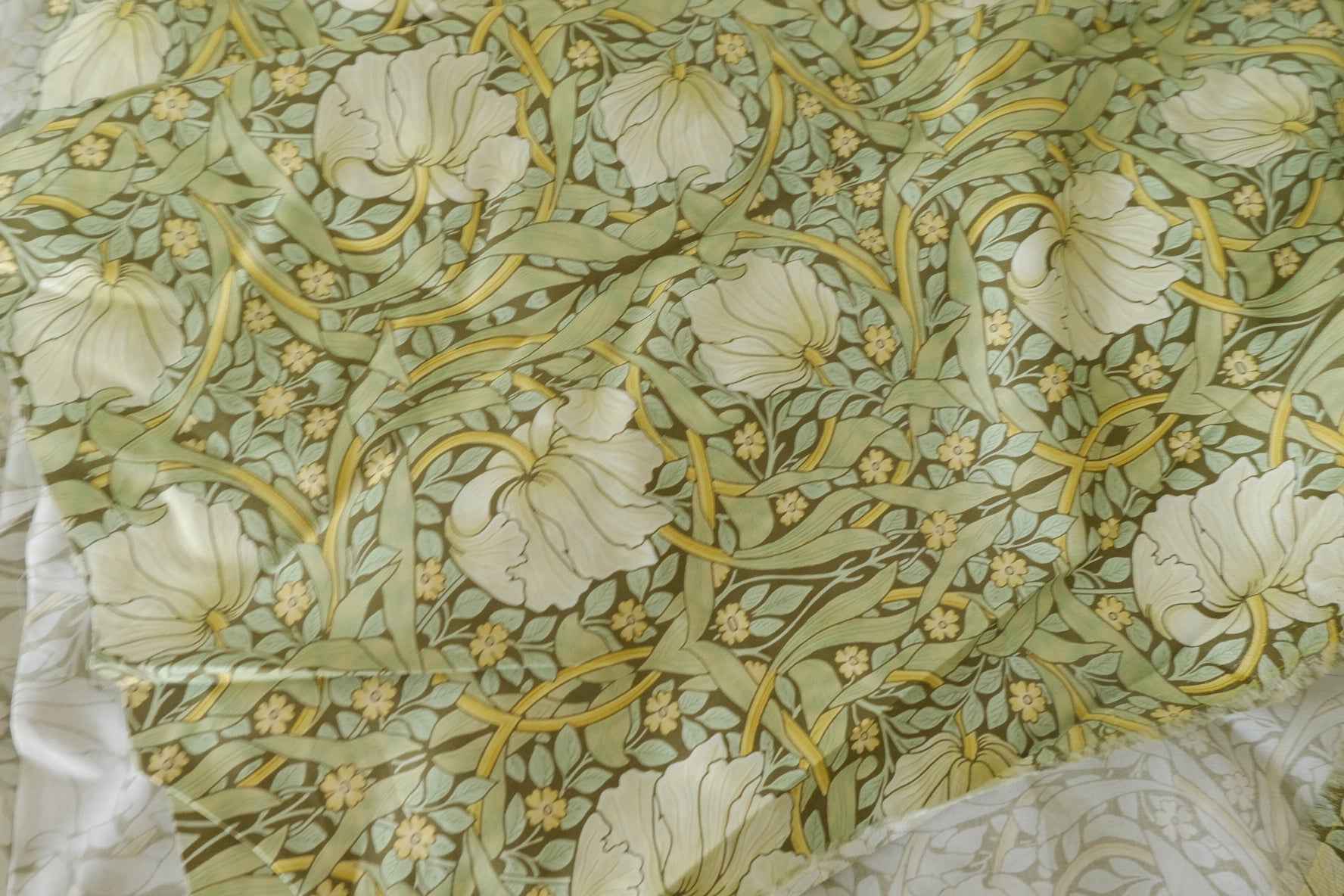 Sage Arts & Crafts Floral Cotton Sateen Fabric – 2.2 yd