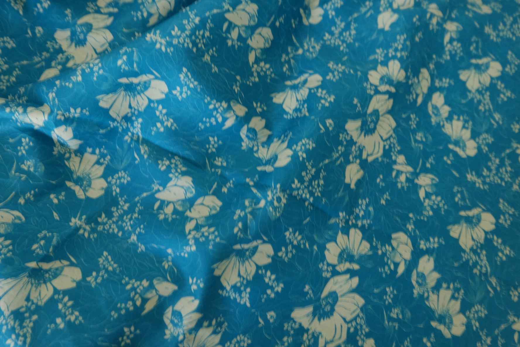 Blue Botanical Floral Cotton Lawn Fabric – 2.8 yd