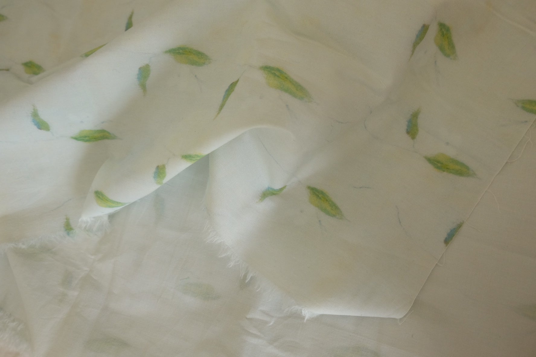 Soft Hand-Drawn Leaf Japanese Cotton Fabric - 1.6 yd