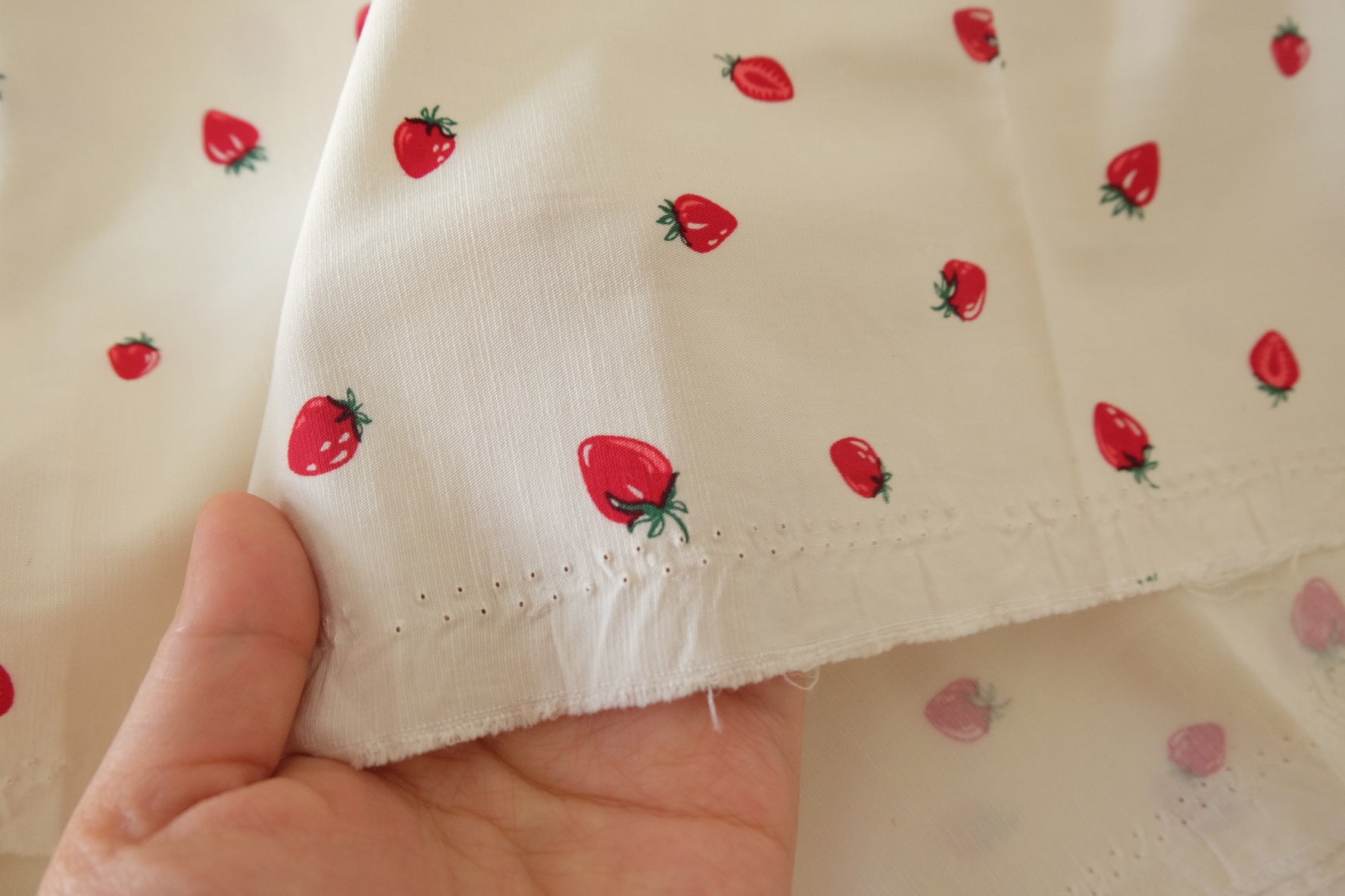 Strawberry Print Tencel Cotton Fabric-1.6 yd Cut