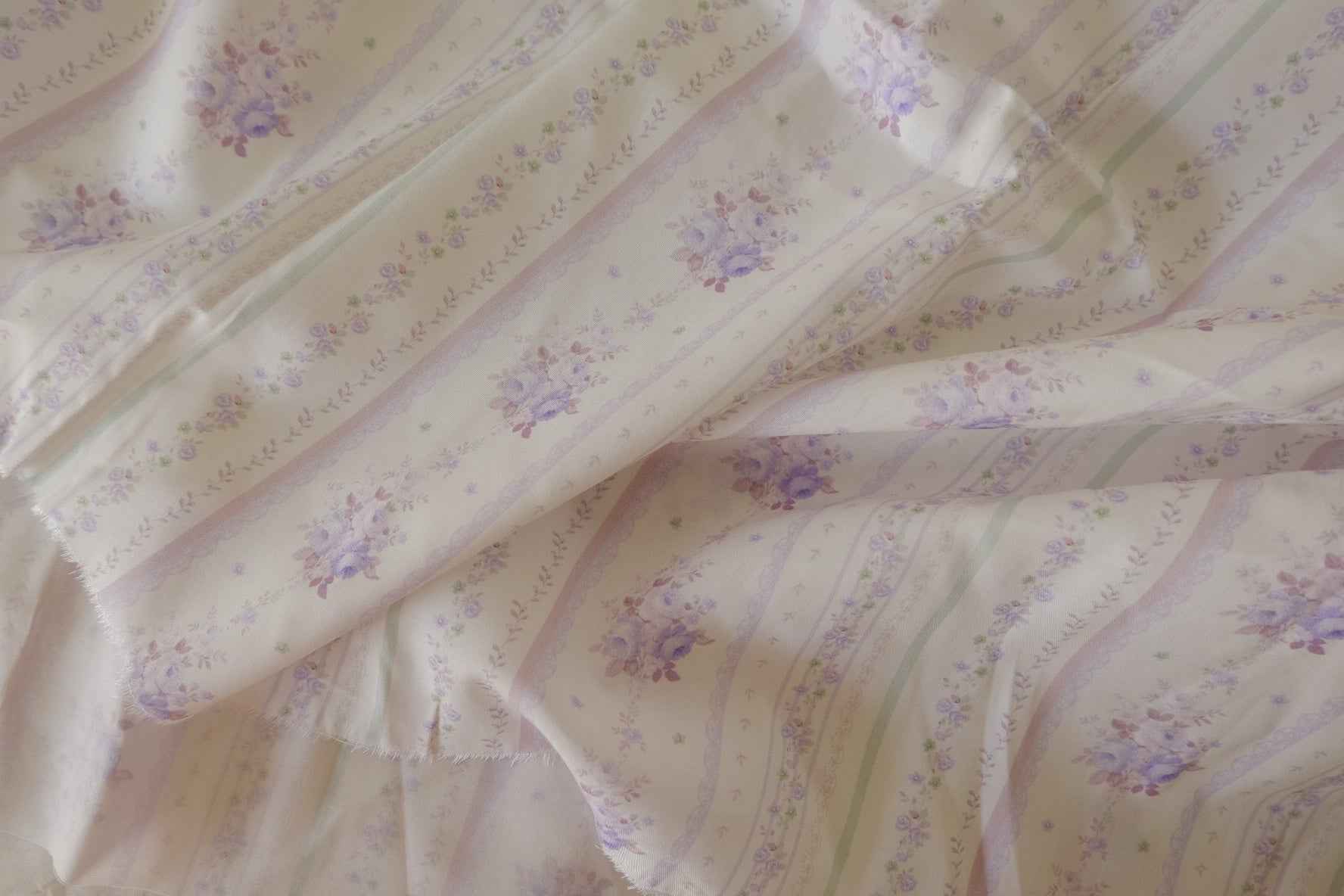 Floral Stripe Print  Cotton Satten -2.2 yards