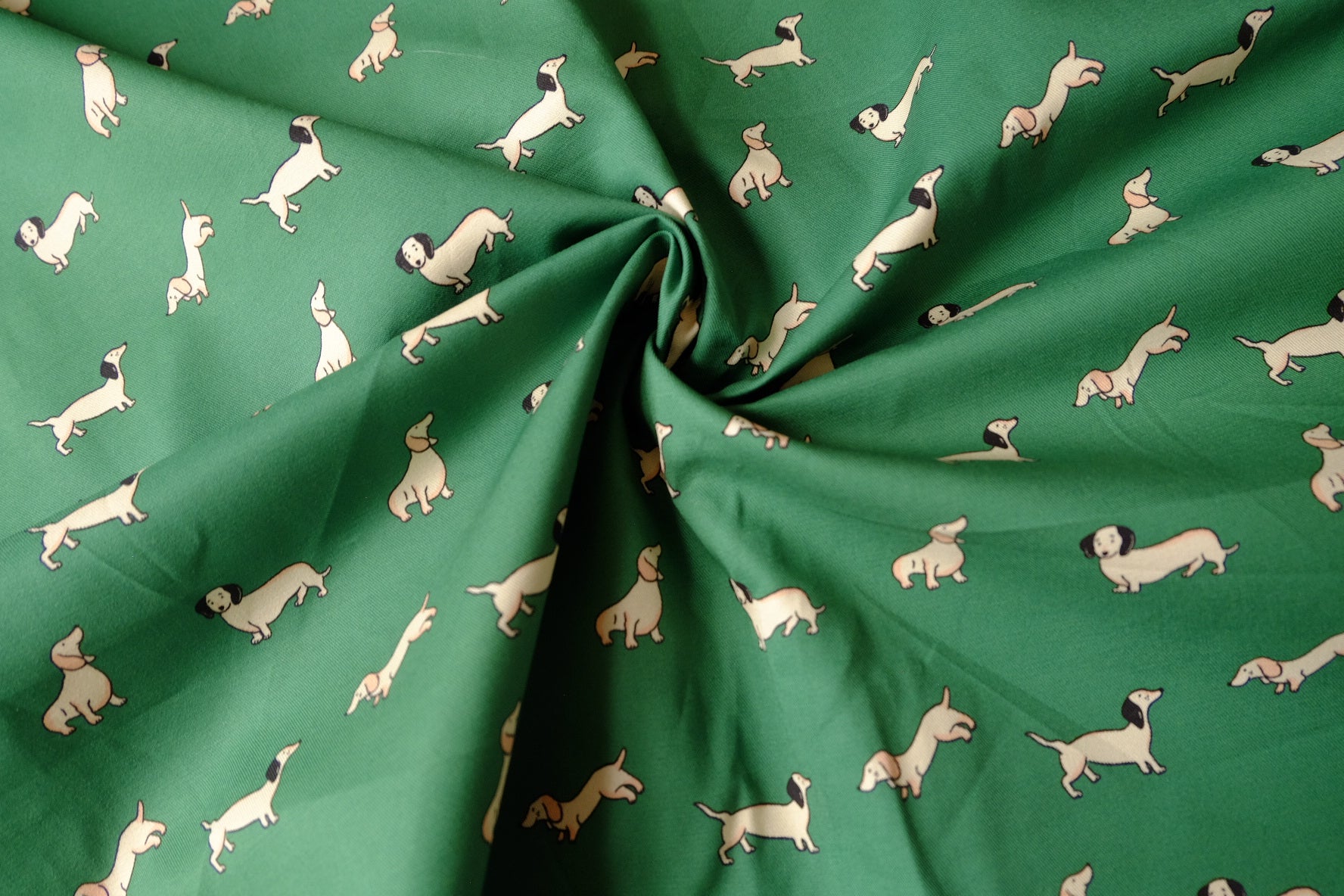 Green Dachshund Structured Cotton Twill — 1.64 yd