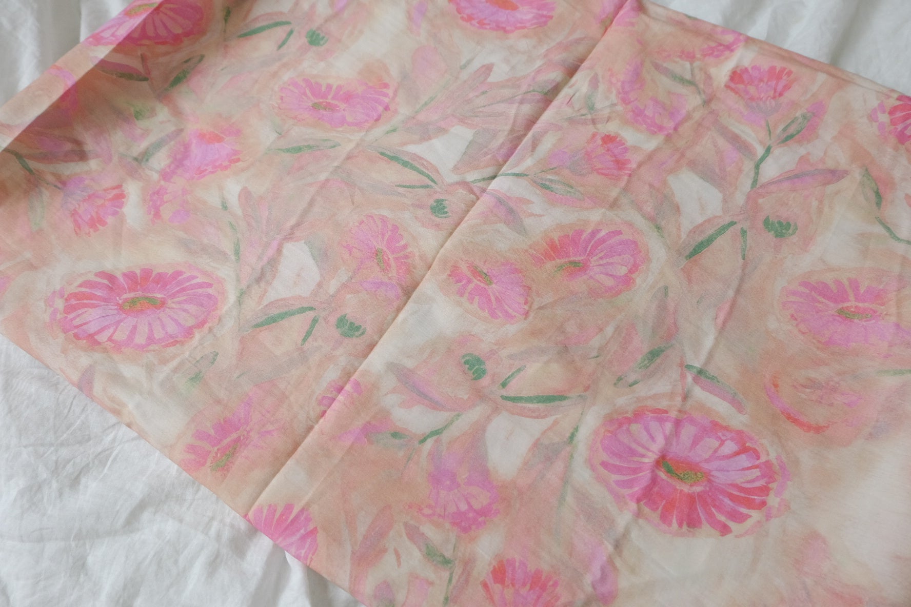 Soft Pink Watercolor Cotton Lawn Fabric — 2.19 yd