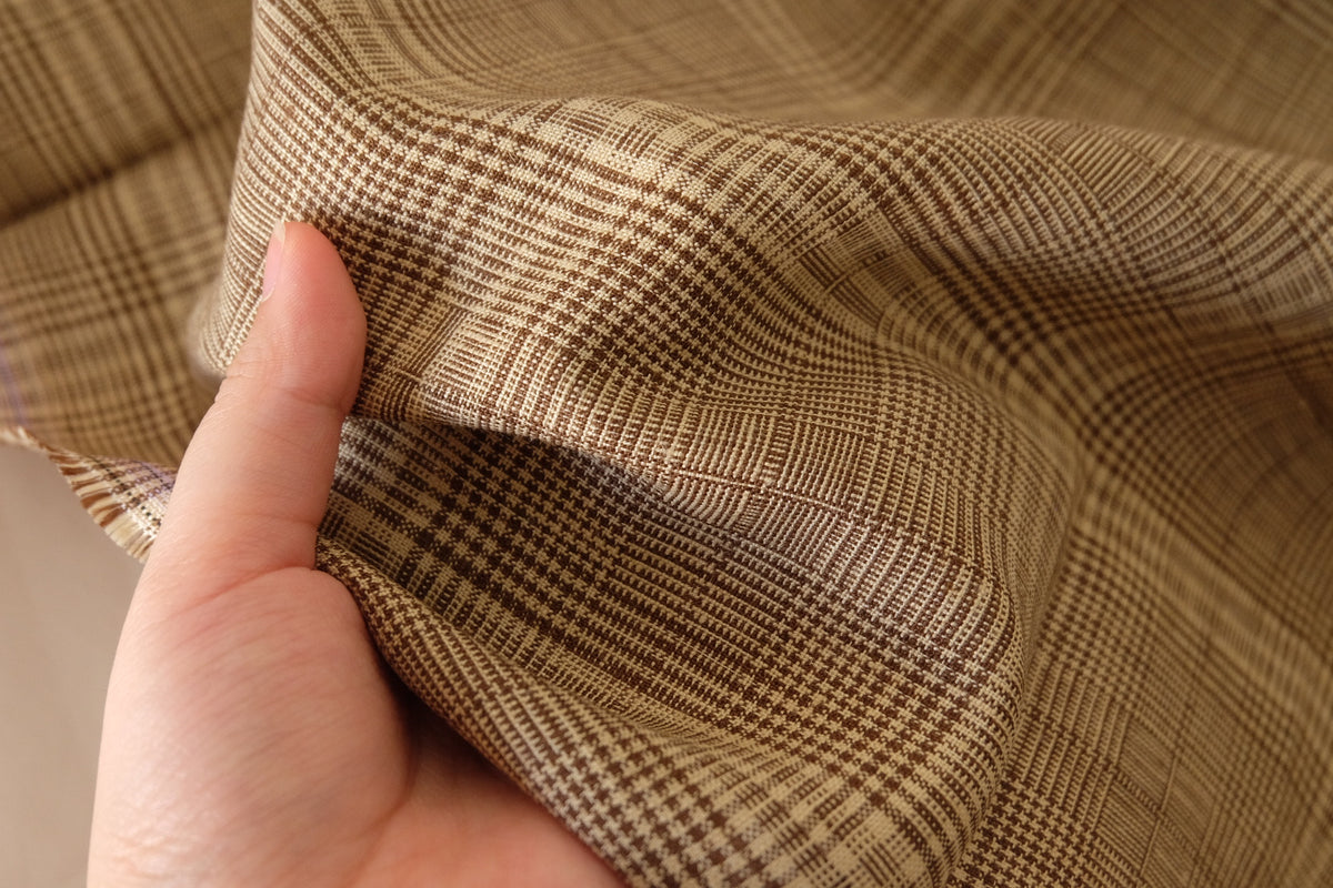 Brown Glen Check Pure Linen – 2.2 yd