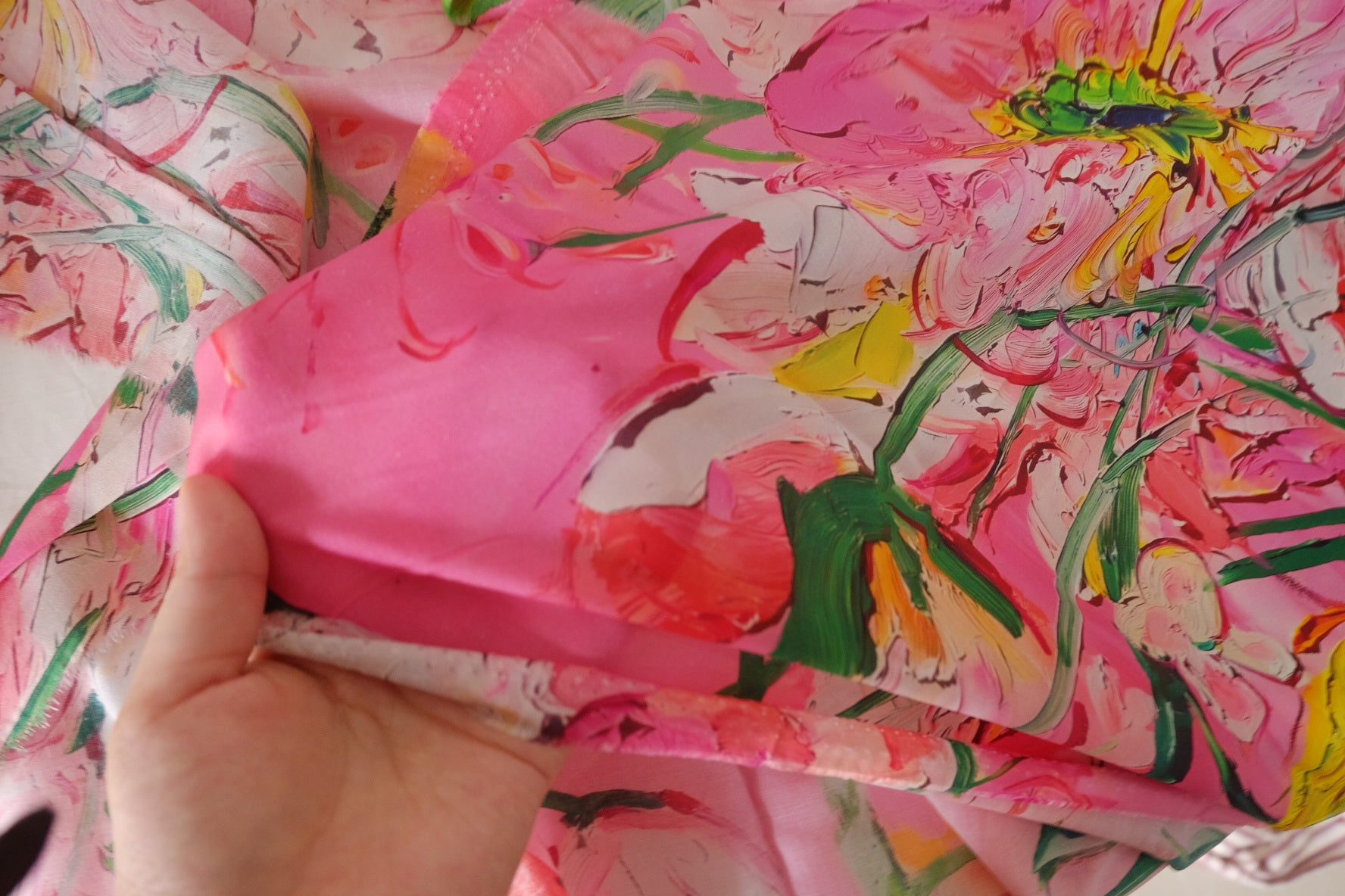 Painterly Pink Floral Tencel Ramie – 3.3 yd