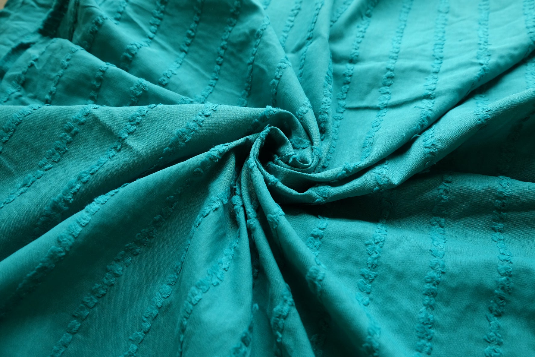 Deep Teal Clip-Textured Cotton – 1.6 yd