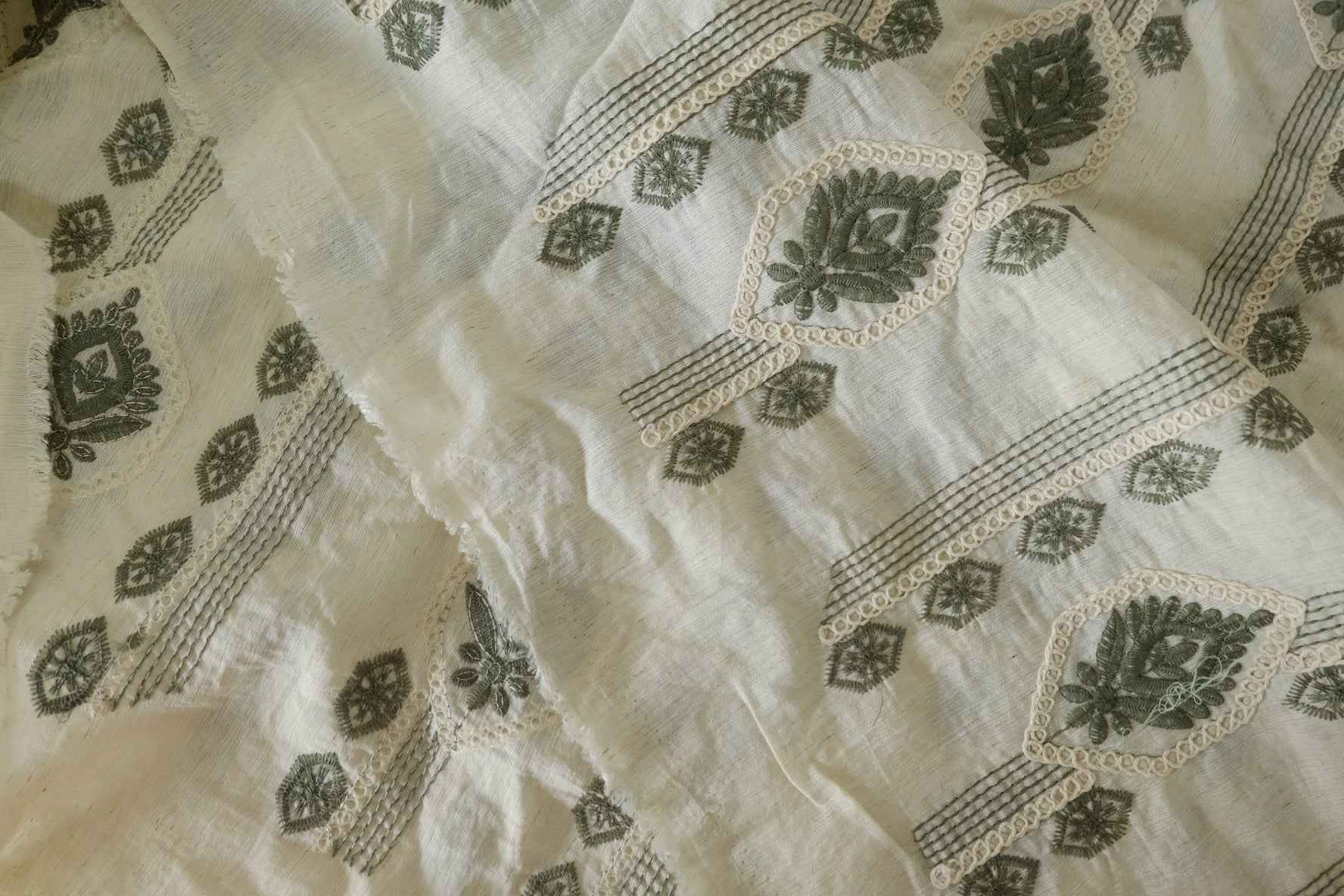 Embroidered Tencel Ramie Blend Fabric – 3 yd