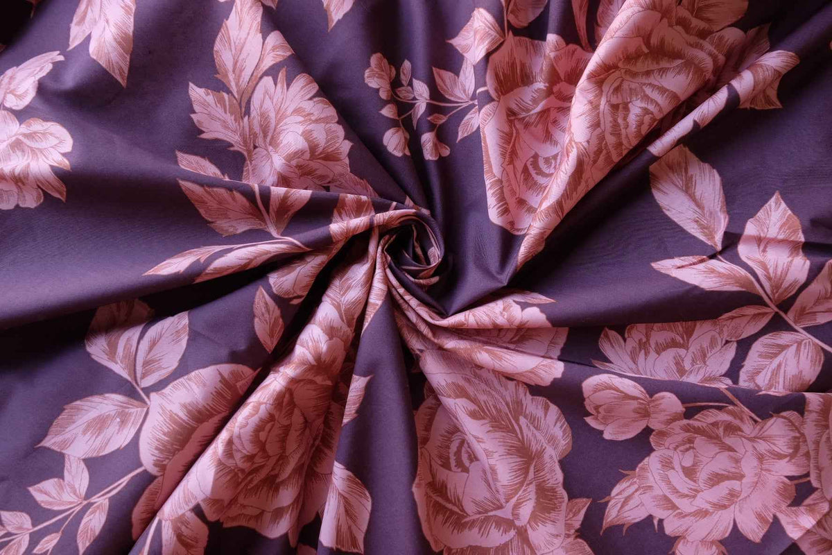 Vintage Rosewood Pink Roses Cotton Lawn Fabric – 2.73 yd