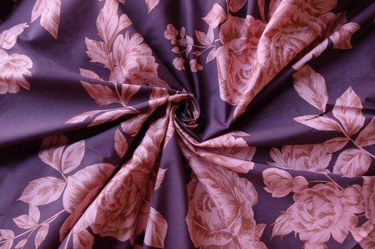Vintage Rosewood Pink Roses Cotton Lawn Fabric – 2.73 yd