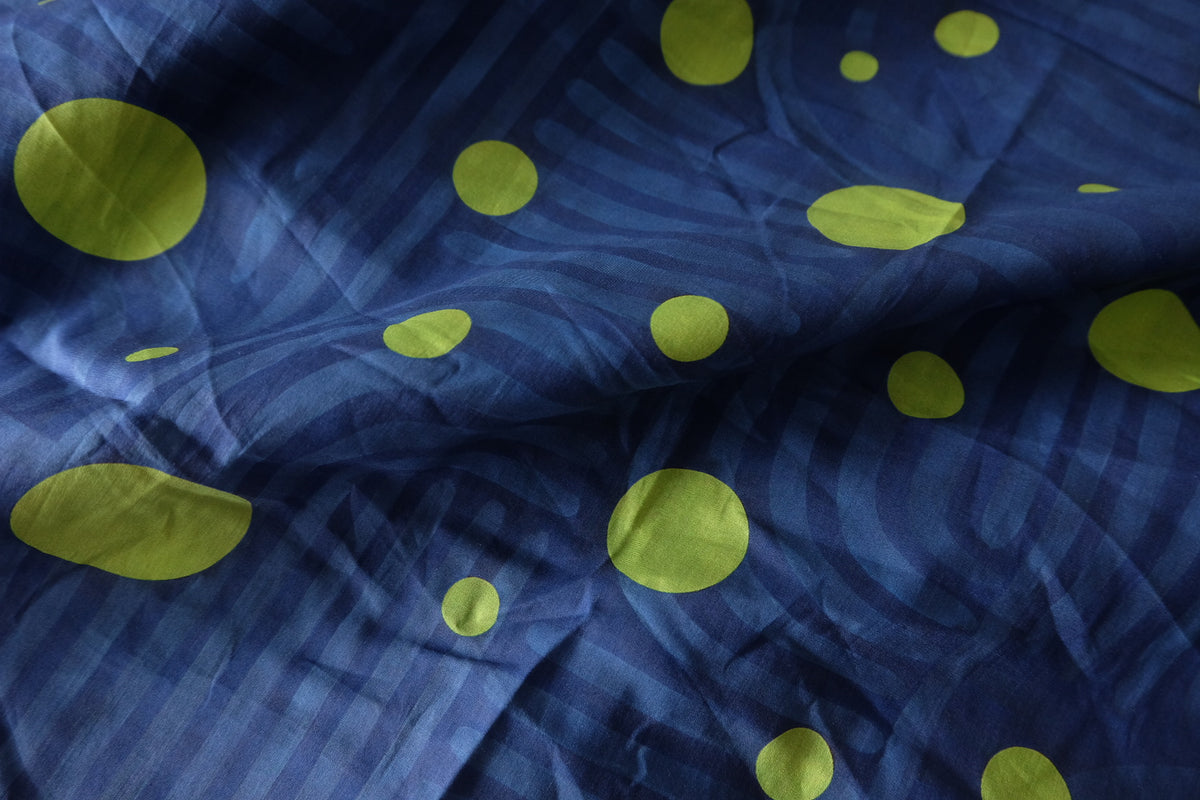 Lime Dot Waves Cotton Lawn — 3.28 yd