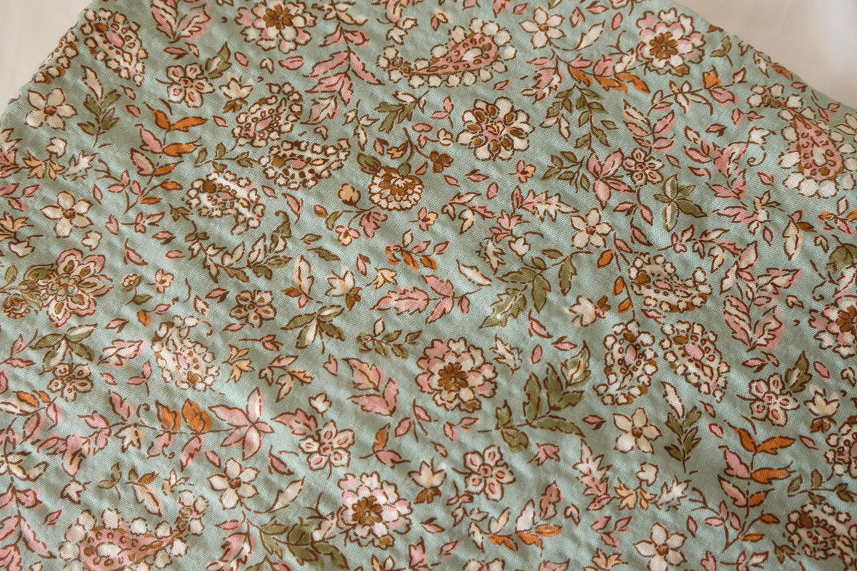 Sage Meadow – Vintage Floral Textured Cotton | 2.2 yards