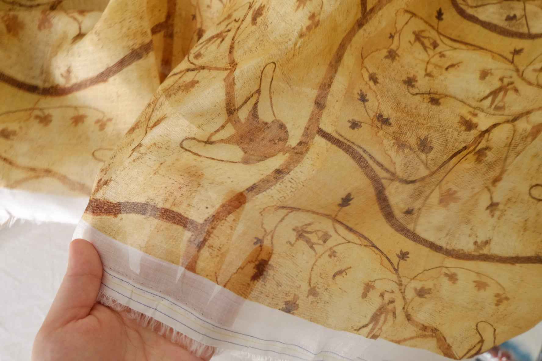 Vintage Sketch Print 100% Ramie Fabric – 1.8 yd