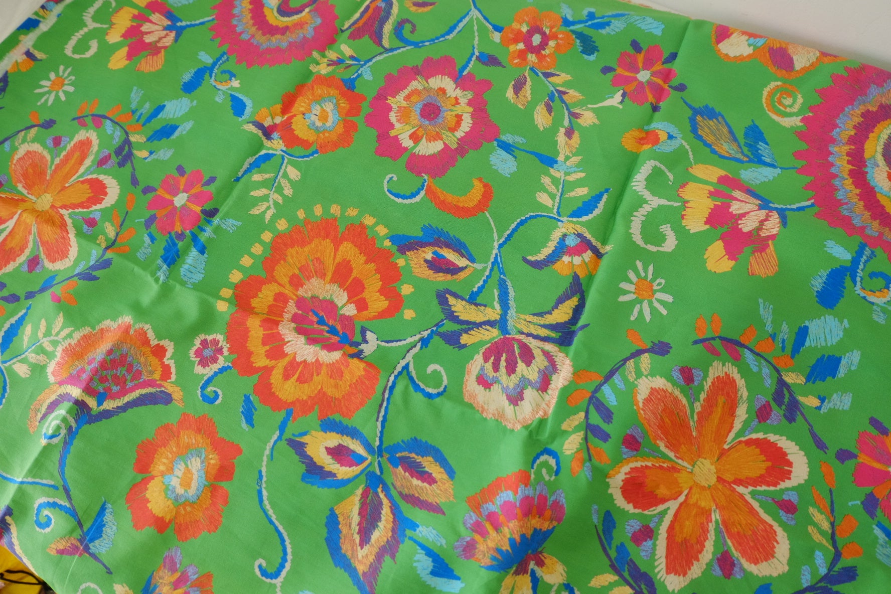 Vibrant Floral Cotton Fabric – Colorful Garden Print Cotton – 2.2 yd