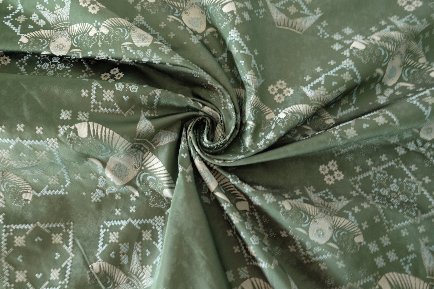 Soft Synthetic Brocade Fabric with Zebra Motifs - 1.6 yd