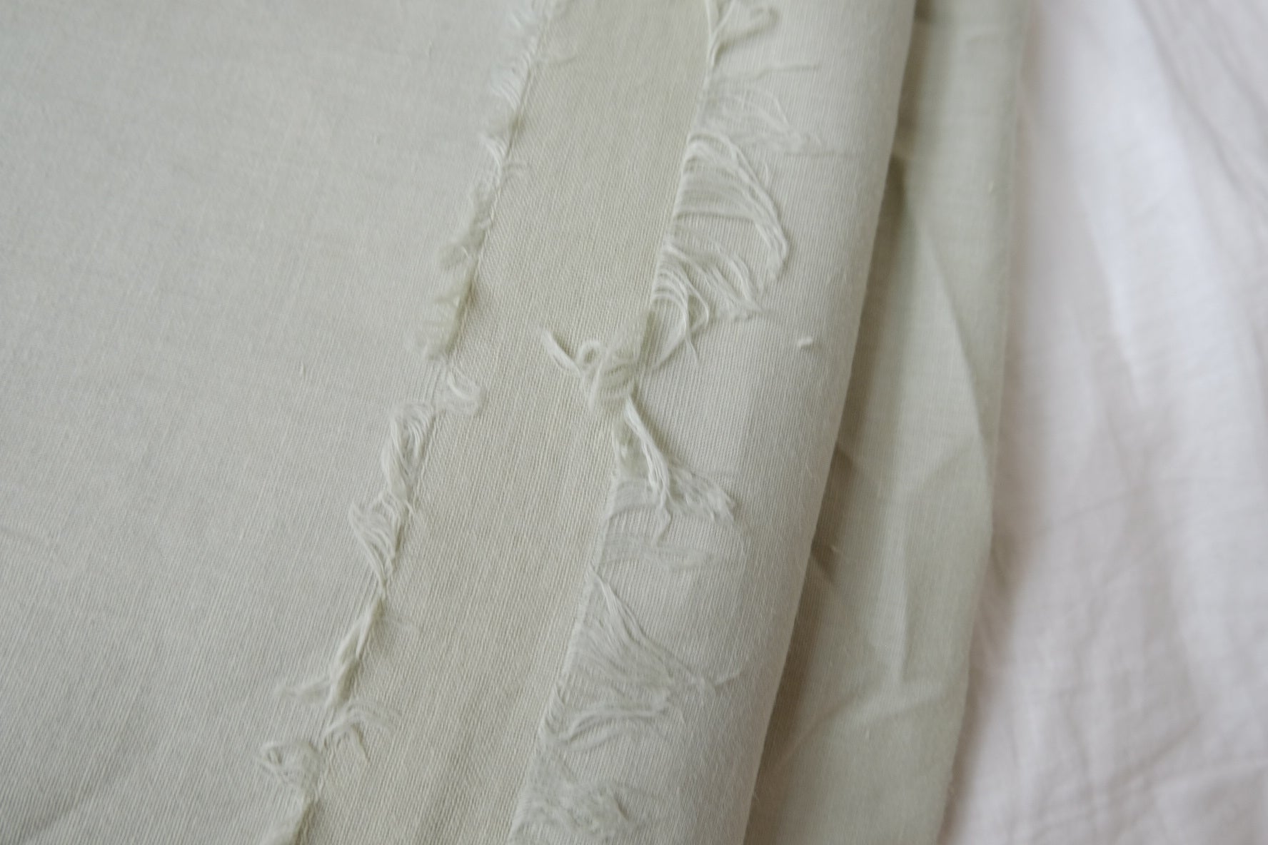 Soft Sage Fringed Stripe Cotton, 1.64 Yards