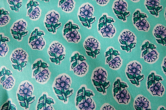 Mint Floral Cotton Twill, 2.19 Yards