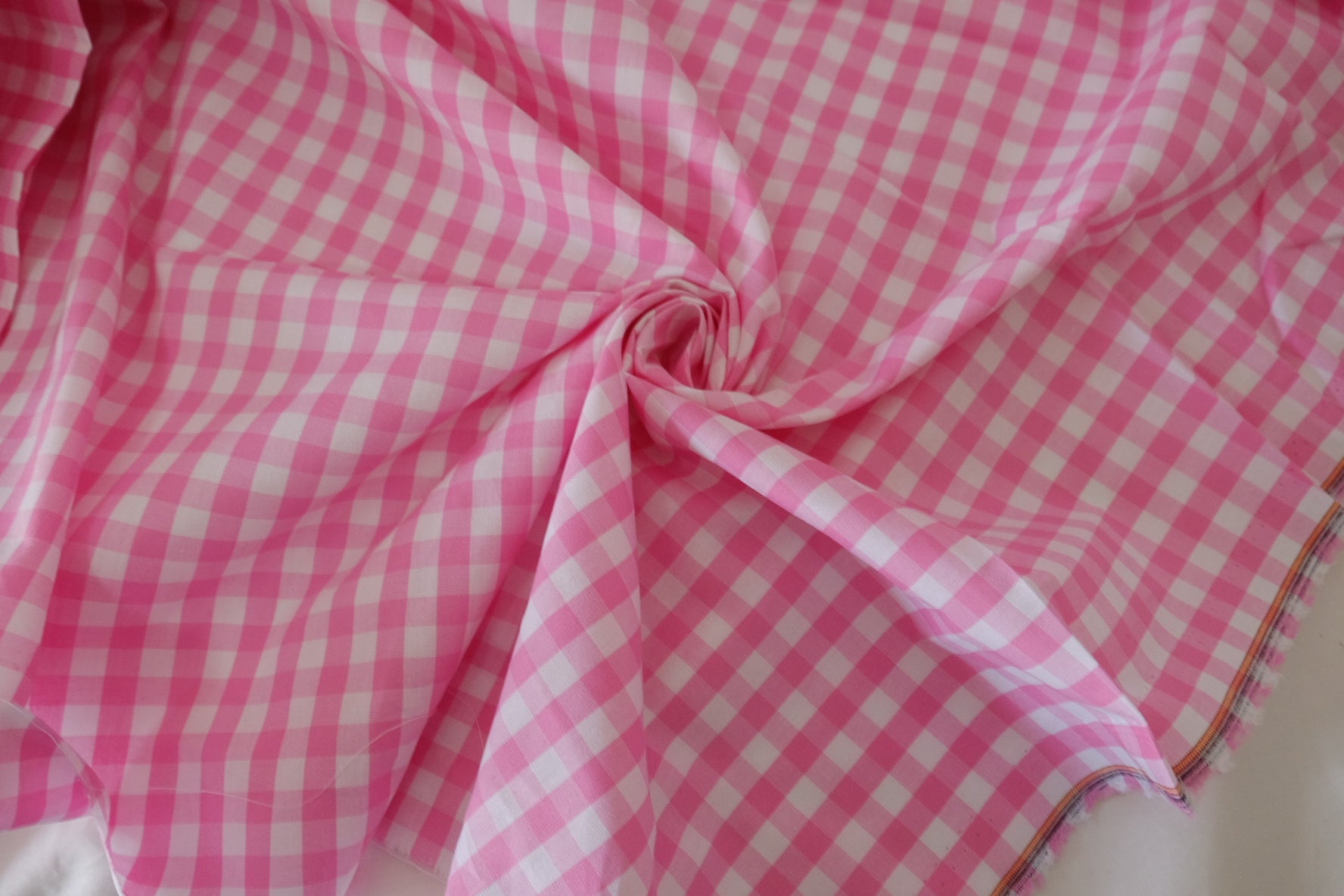 Pink Gingham Woven Cotton Fabric – Yarn Dyed Check – 2.2 yd