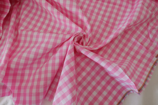 Pink Gingham Woven Cotton Fabric – Yarn Dyed Check – 2.2 yd