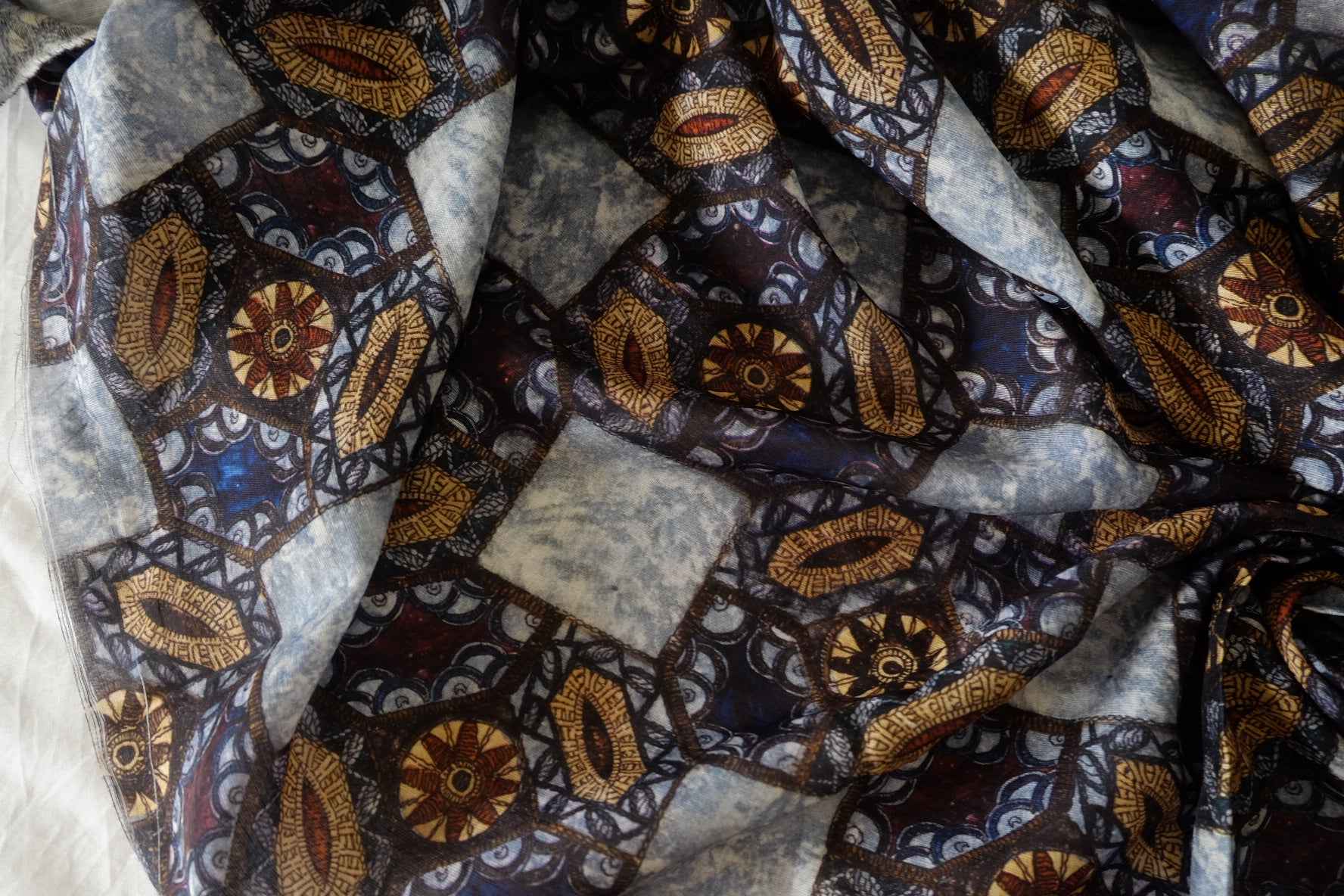Indigo Mosaic Tencel Ramie Fabric – 3.1 yd