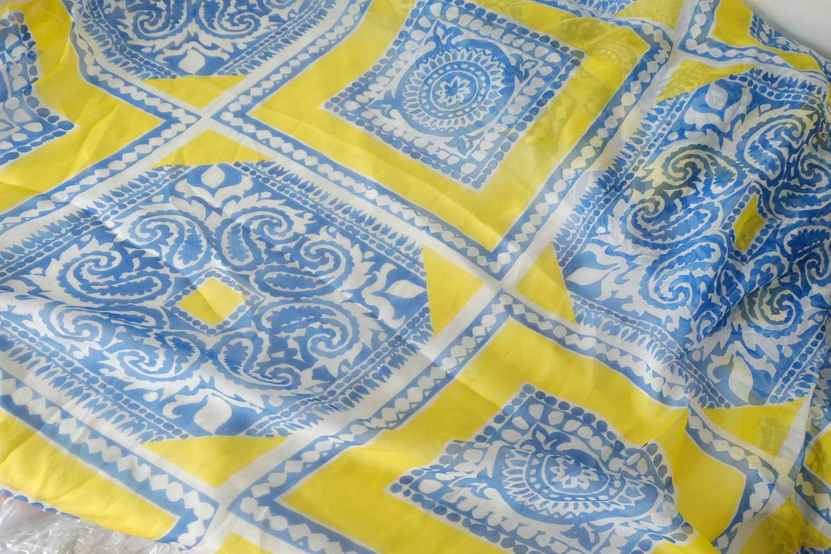 Blue & Yellow Silk Georgette — 3.28 yd