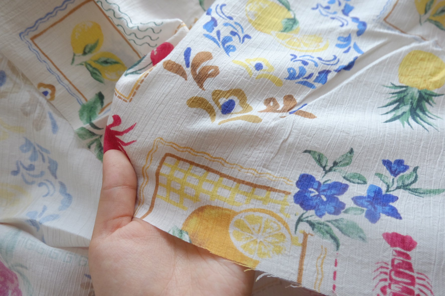 Mediterranean Lemon Tencel-Cotton Fabric - 3.28 yd