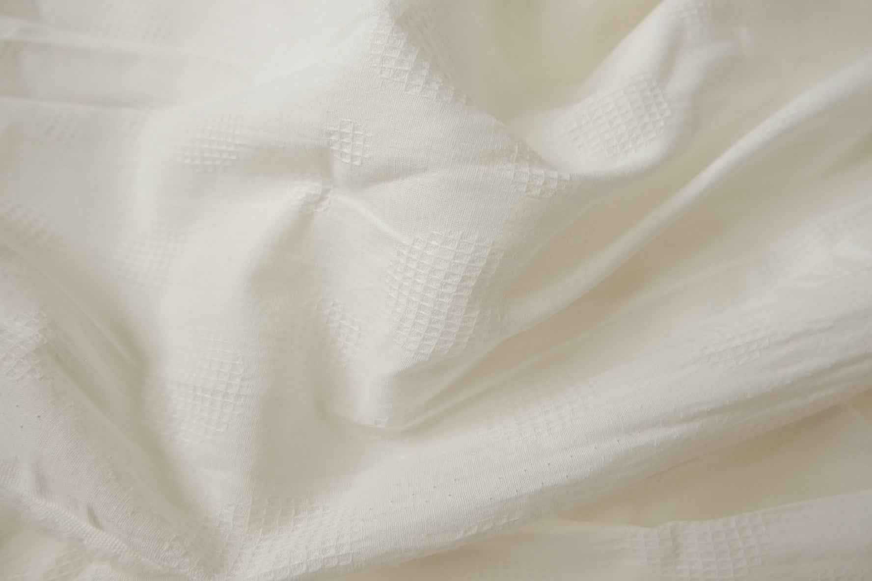 White Textured Jacquard Cotton Fabric — 1.64 yd Piece