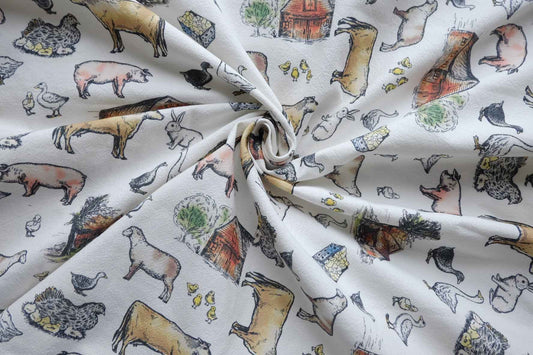 Farmyard Sketch Washed Cotton Linen – 2.2 yd