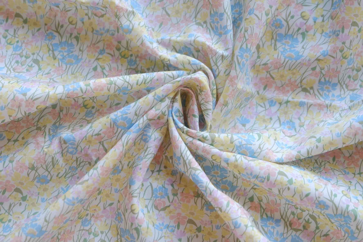 Pastel Wildflower Garden Cotton Lawn Fabric – 2.2 yd