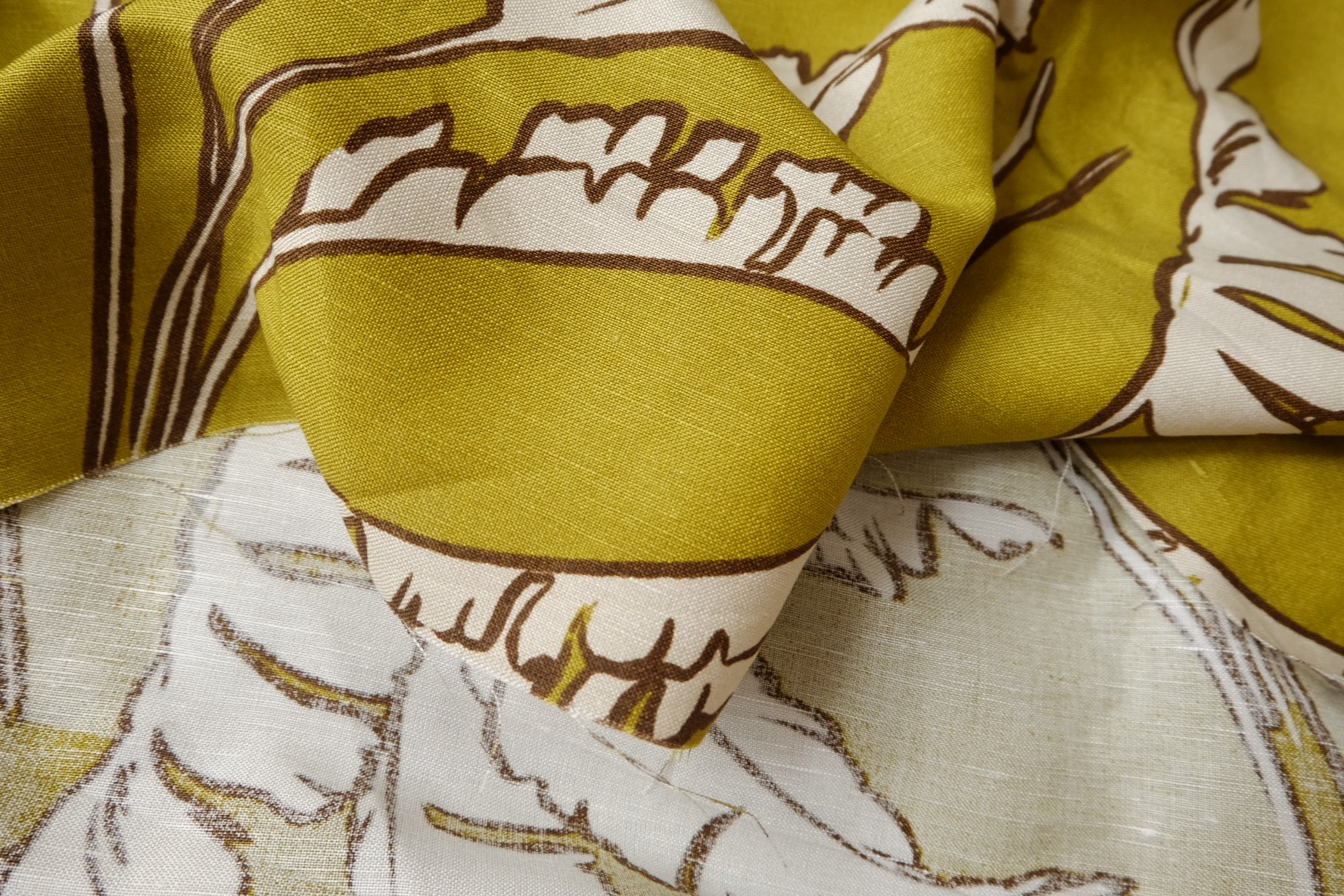 Olive Tropical Cotton Linen Blend Fabric, Soft Structure, 3.1 Yards