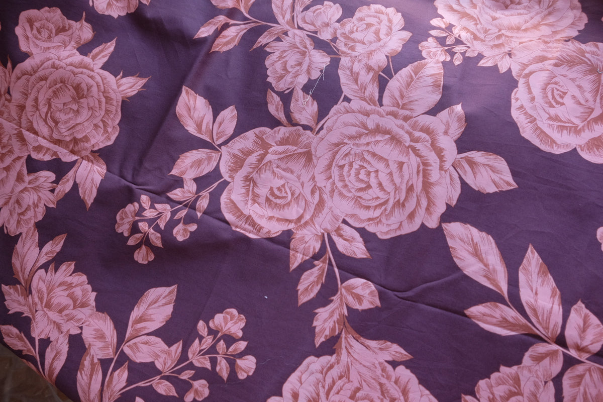 Vintage Rosewood Pink Roses Cotton Lawn Fabric – 2.73 yd