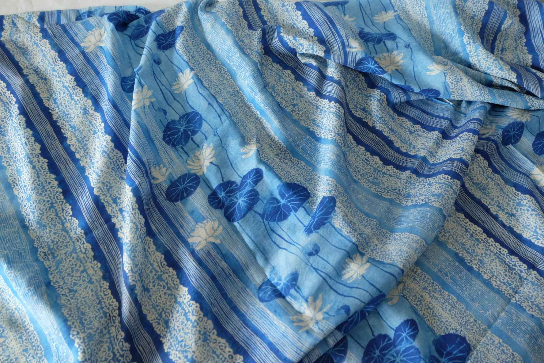 Blue Lotus Stripe Cotton Nylon Fabric – 3.3 yd