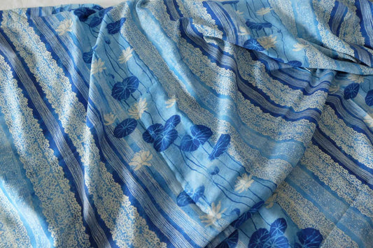 Blue Lotus Stripe Cotton Nylon Fabric – 3.3 yd
