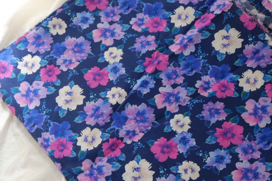 Navy Watercolor Floral Cotton Poplin – 2.2 yd/3.95 yd/2.6 yd