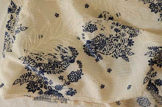 Textured Embroidered Cotton-Linen Fabric – 2.4 yd